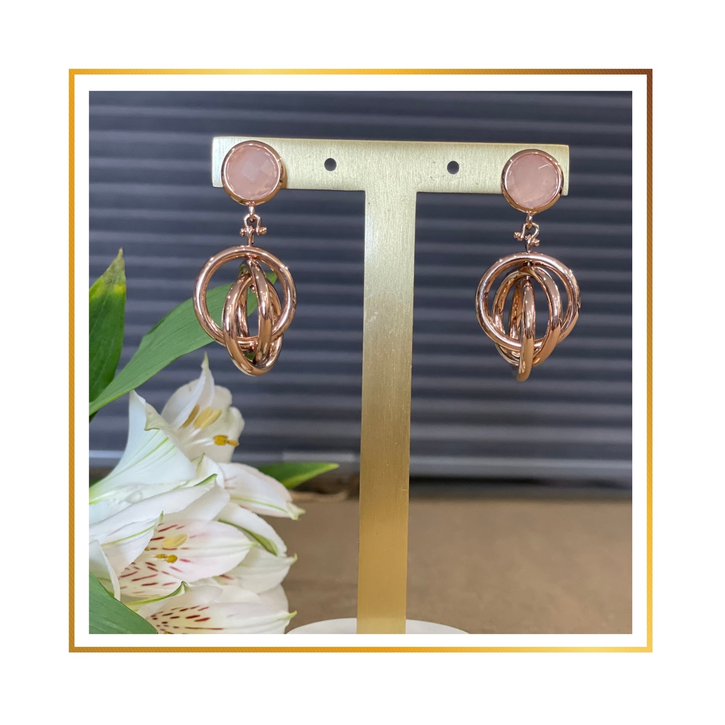 Boucle d’oreille Bronzallure quartz rose