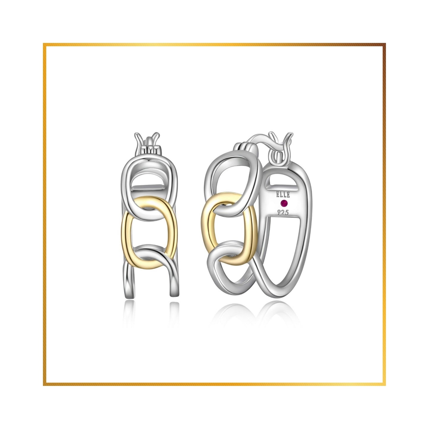 Boucle d'oreille Elle chaine 2 tons