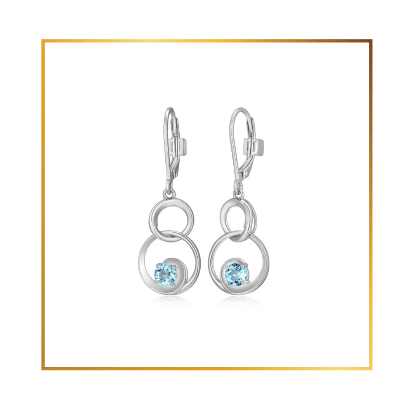 Boucle d'oreille Elle pendante Topaze bleu