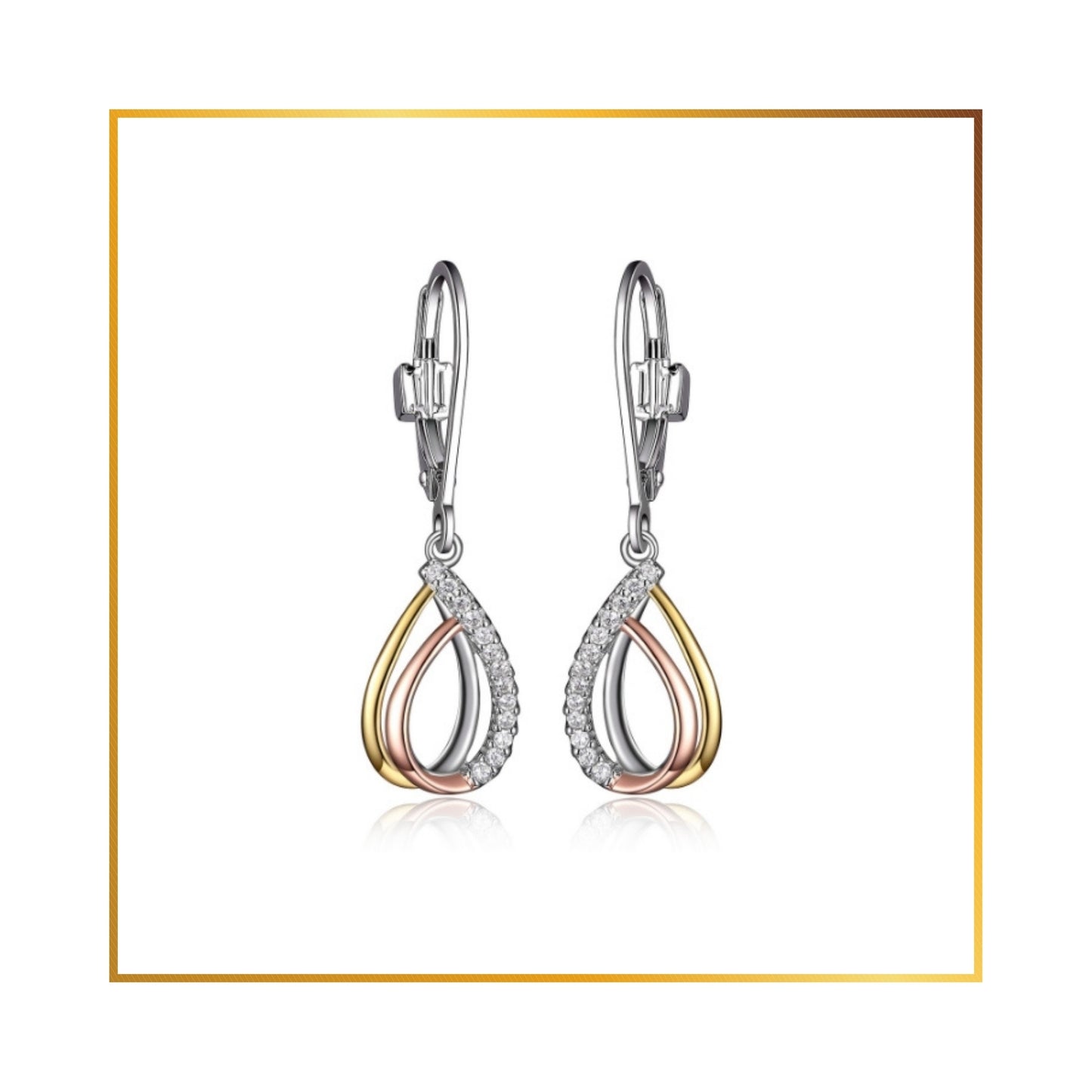 Boucle d'oreille Elle 3 tons cubics
