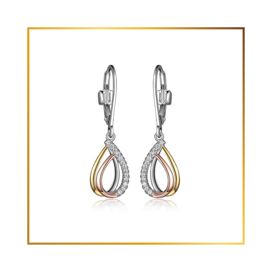 Boucle d'oreille Elle 3 tons cubics