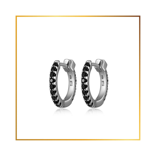 Boucle d'oreille Elle Huggies sprinels noirs