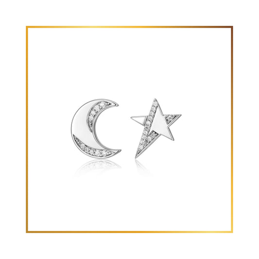 Boucle d'oreille Elle lune et étoile