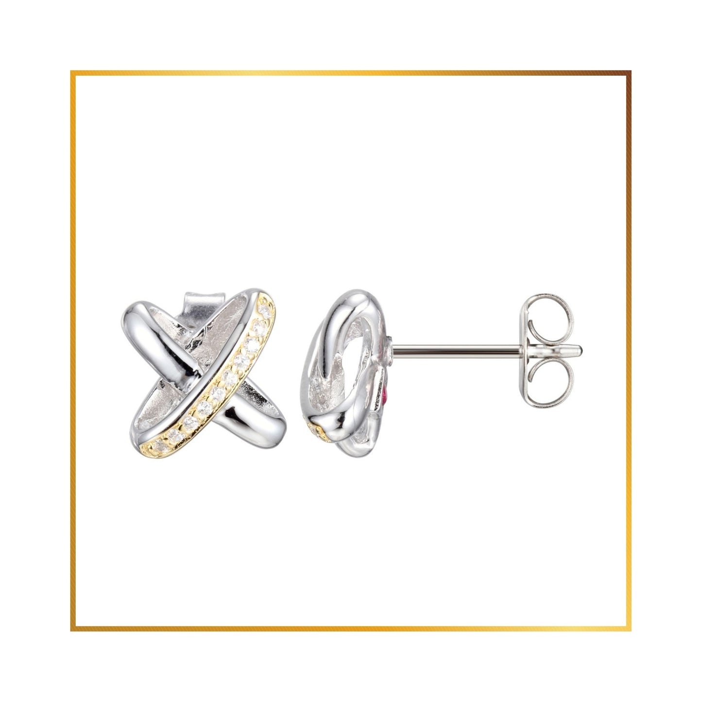 Boucle d'oreille Elle X 2tons cubics