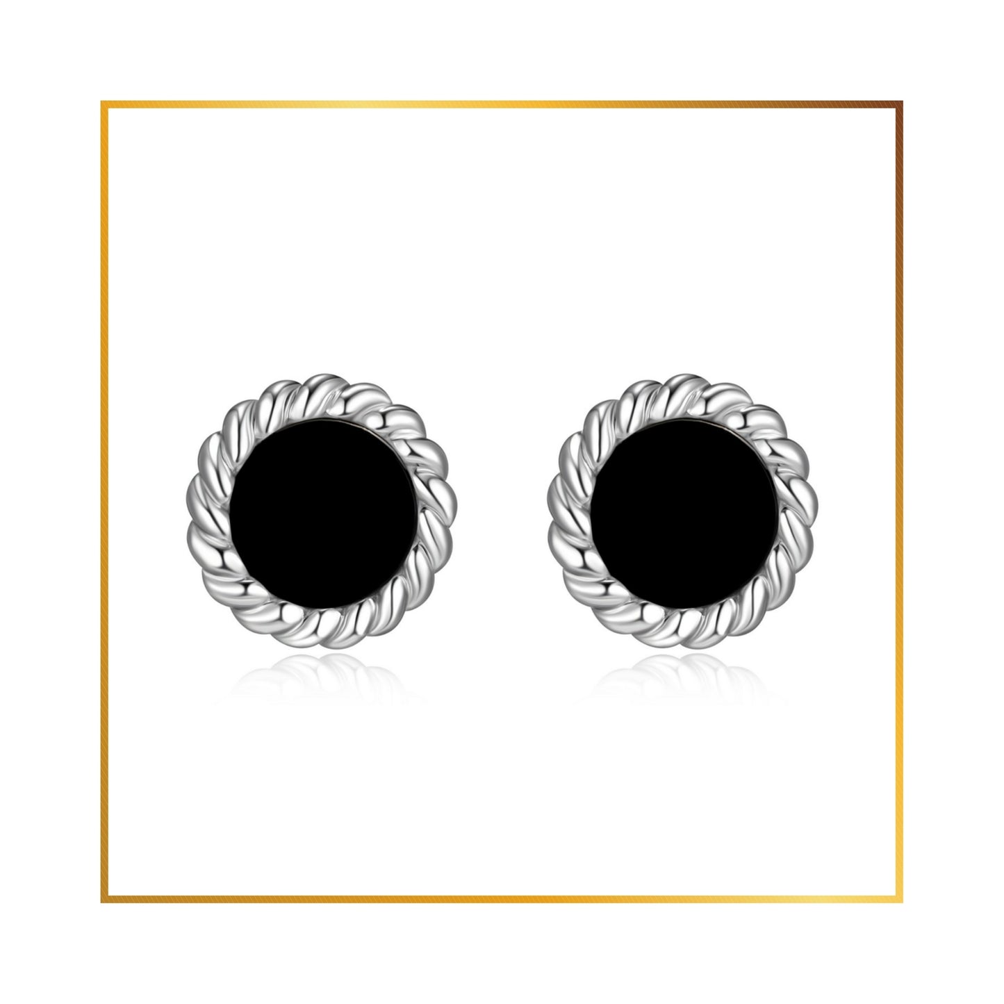 Boucle d'oreille Elle Agate noire