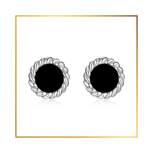 Boucle d'oreille Elle Agate noire