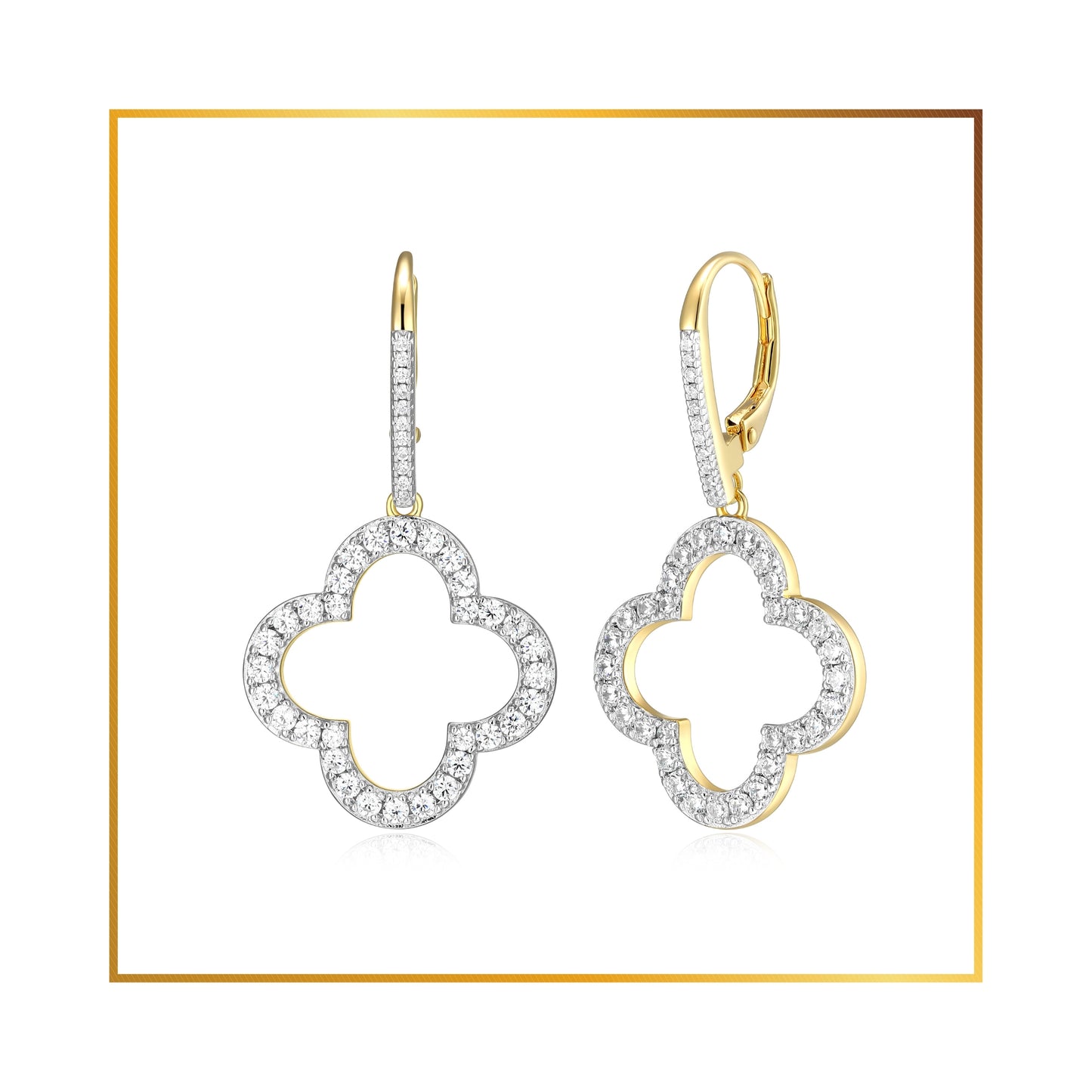 Boucle d'oreille crochet trèfle cubic