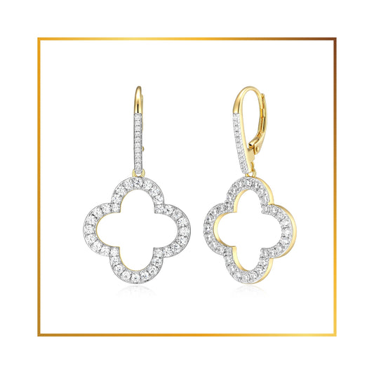 Boucle d'oreille crochet trèfle cubic