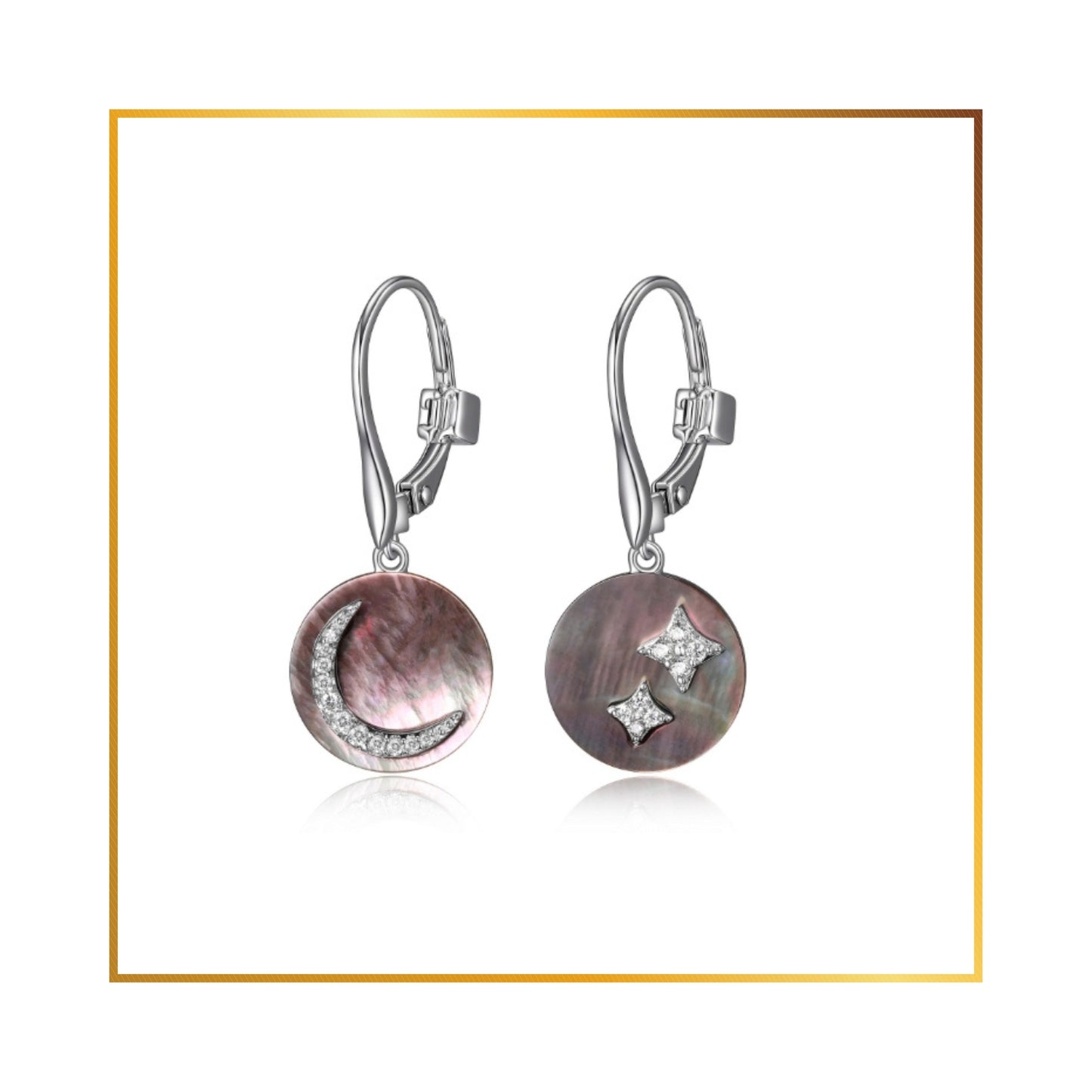 Boucle d'oreille Elle Nacre de perle lune et étoile