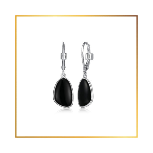 Boucle d'oreille Elle Agate noir pendante