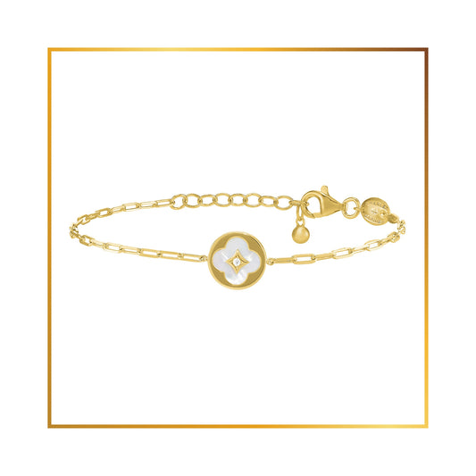 Bracelet trèfle nacre de perle