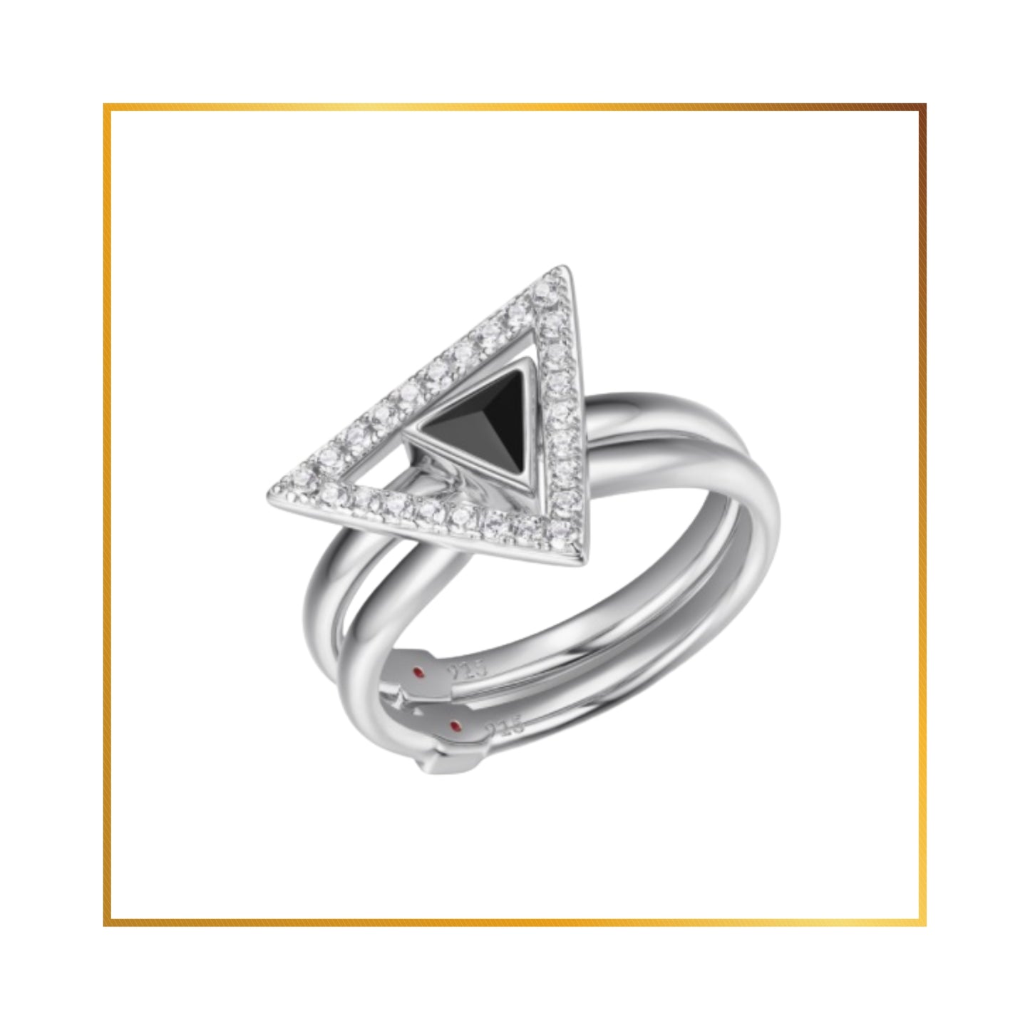 Bague Elle double Triangle Onyx