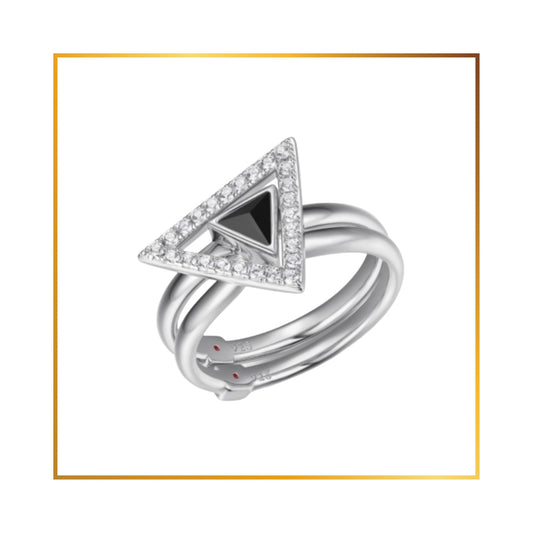 Bague Elle double Triangle Onyx