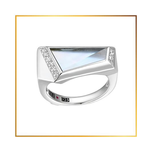 Bague Elle Nacre de perle bleu