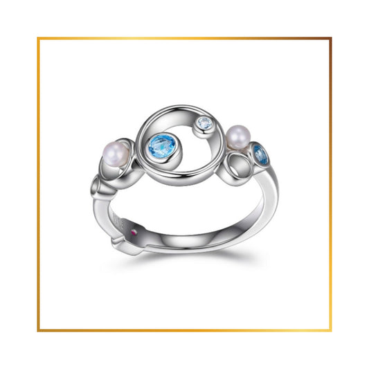 Bague Elle topaze et perle